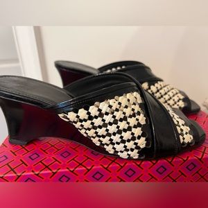 Tory Burch woven raffia wedge